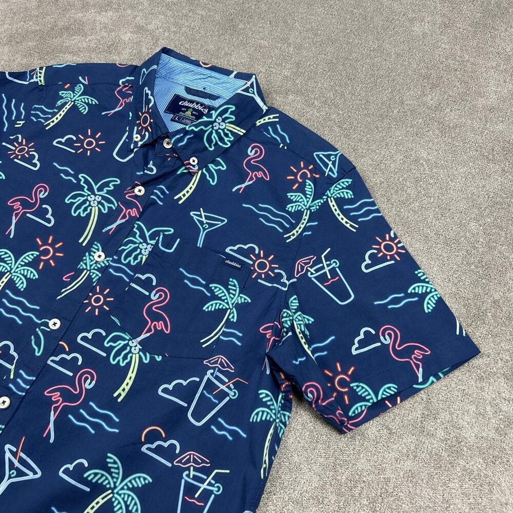 Chubbies Navy Blue Tropical Print Casual Button Down Shirt